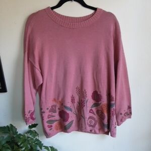 Gudrun Sjoden Pink Floral Women's Sweater
